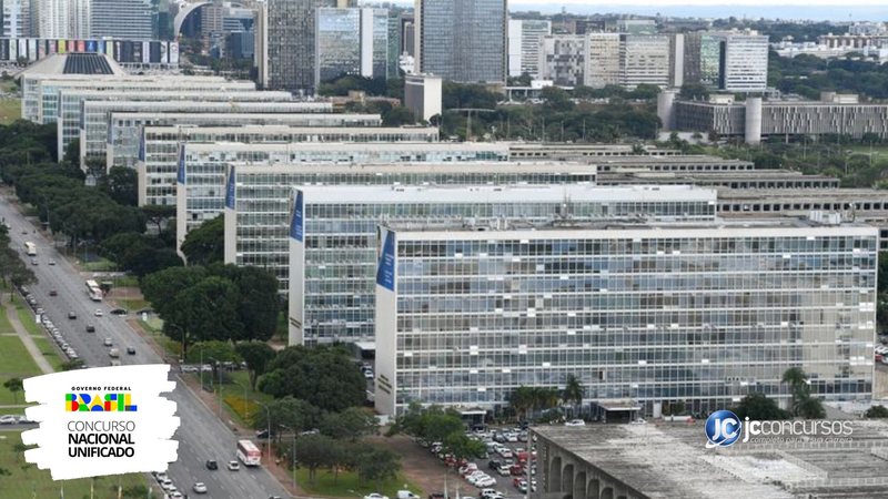 Concurso Nacional Unificado: vista panorâmica da Esplanada dos Ministérios, em Brasília (DF)