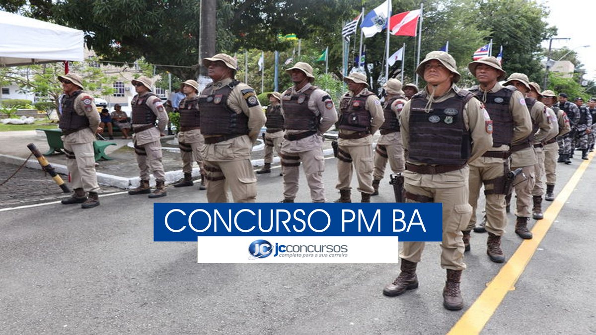 Concurso PM BA: soldados da Polícia Militar da Bahia perfilados
