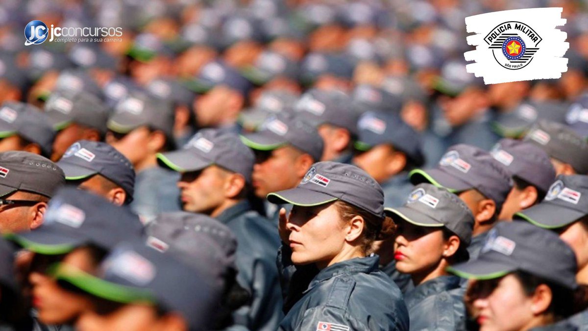 Concurso da PM SP: dezenas de soldados perfilados durante cerimônia de formatura - Foto: Divulgação