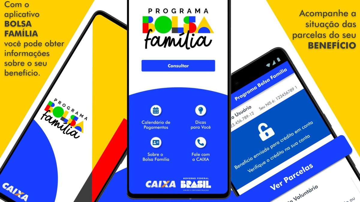 Celular com novo aplicativo do Bolsa Família