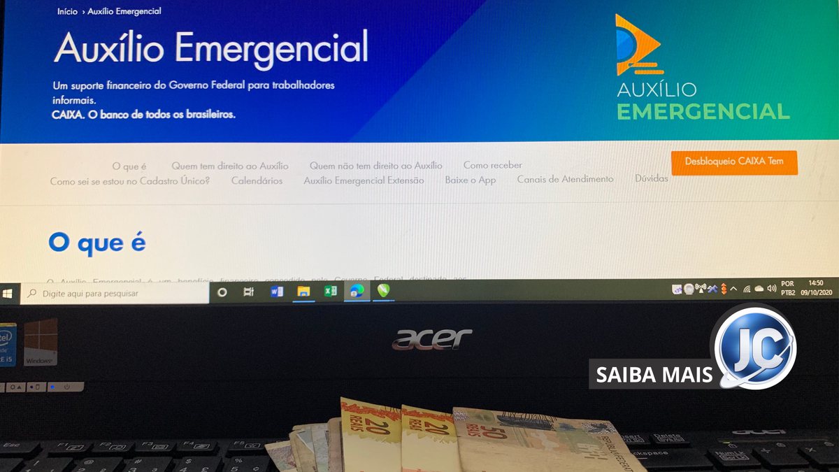 Portal da Caixa referente ao auxílio emergencial