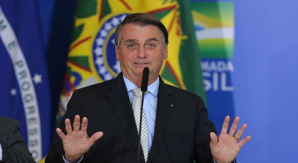 Presidente Bolsonaro em discurso no Palácio do Planalto, em Brasília - Divulgação/Agência Brasil