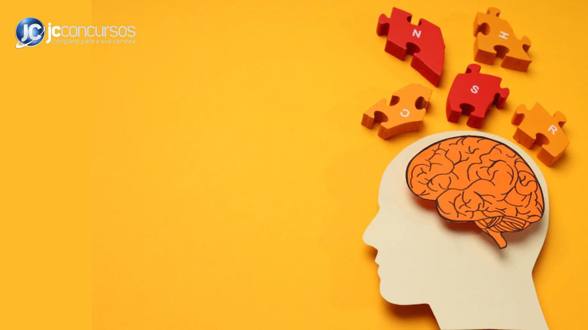 Ilustração de cérebro com peças de quebra-cabeça
