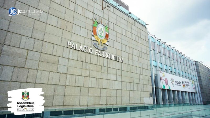 Concurso da ALRS: fachada do Palácio Farroupilha, sede do Parlamento gaúcho