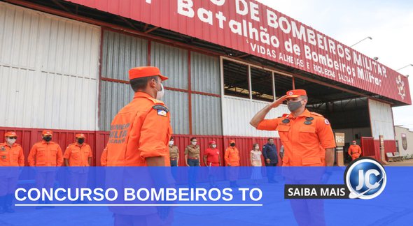 Concurso Bombeiros TO: agentes da corporação em frente a batalhão da corporação - Divulgação