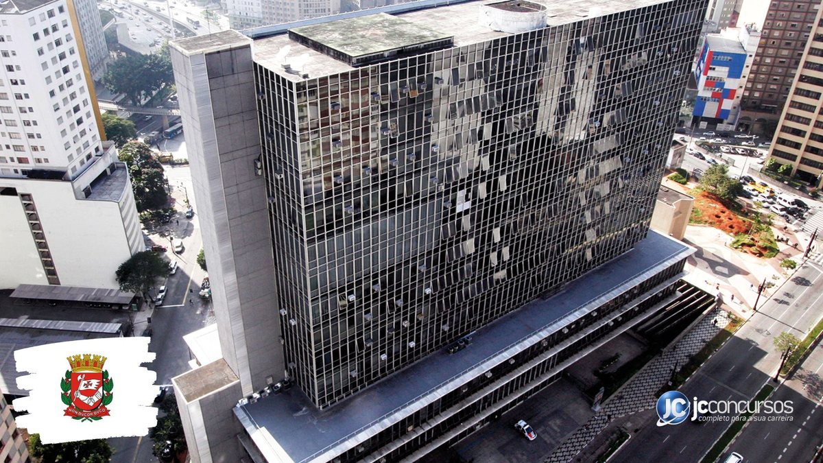 Concurso da Câmara de São Paulo: vista aérea do Palácio Anchieta, edifício-sede do Legislativo paulistano