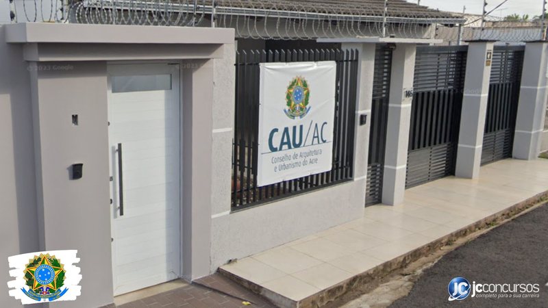 Concurso do CAU AC: fachada do Conselho de Arquitetura e Urbanismo do Acre