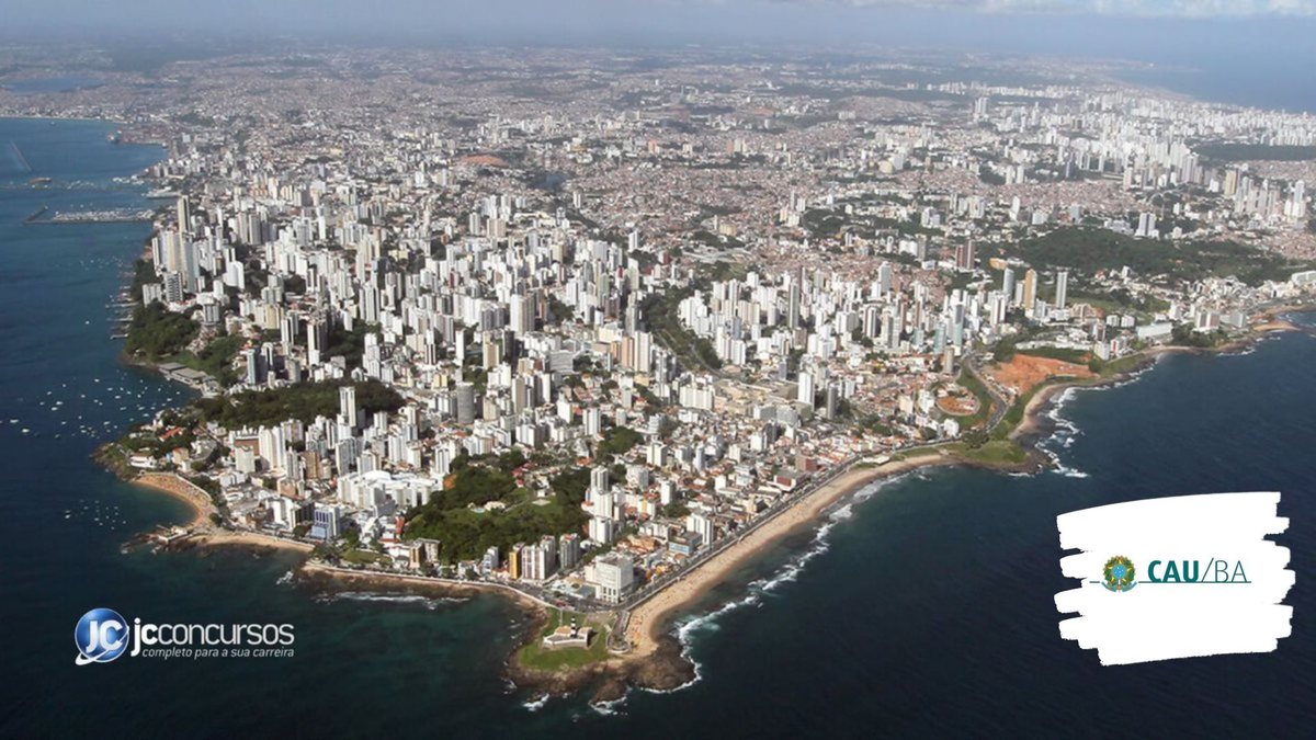 Concurso do CAU BA: vista aérea de Salvador, onde fica a sede do órgão