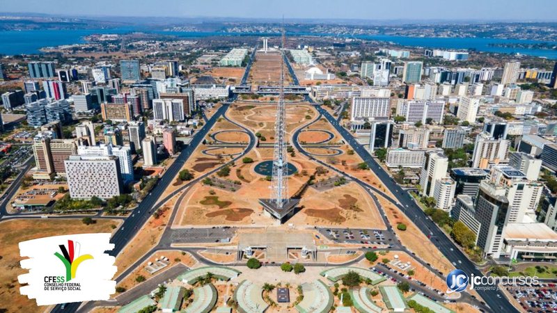 Concurso do CFESS: vista aérea de Brasília, onde fica a sede do órgão