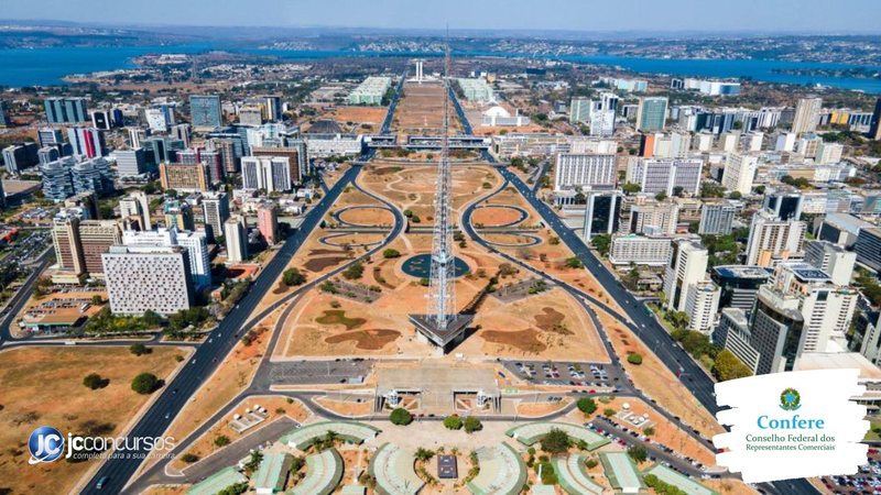 Concurso do Confere: vista aérea de Brasília, onde fica a sede do órgão