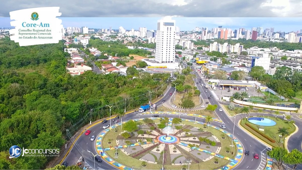 Concurso do Core AM: vista aérea de Manaus, onde fica a sede do órgão