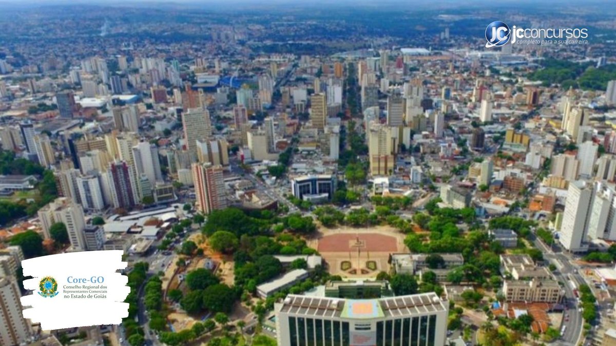Concurso do Core GO: vista aérea de Goiânia, onde fica a sede do órgão