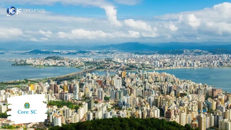 Concurso do Core SC: vista panorâmica de Florianópolis, onde fica a sede do órgão