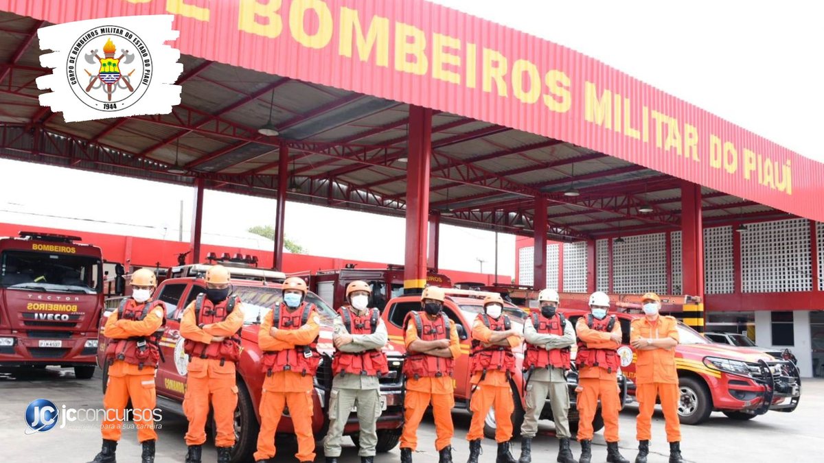 Concurso do Corpo de Bombeiros do Piauí: agentes perfilados em unidade da corporação