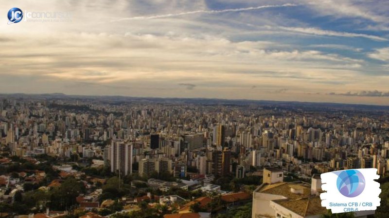 Concurso do CRB-6: vista aérea de Belo Horizonte (MG), cidade em que serão lotadas as ofertas