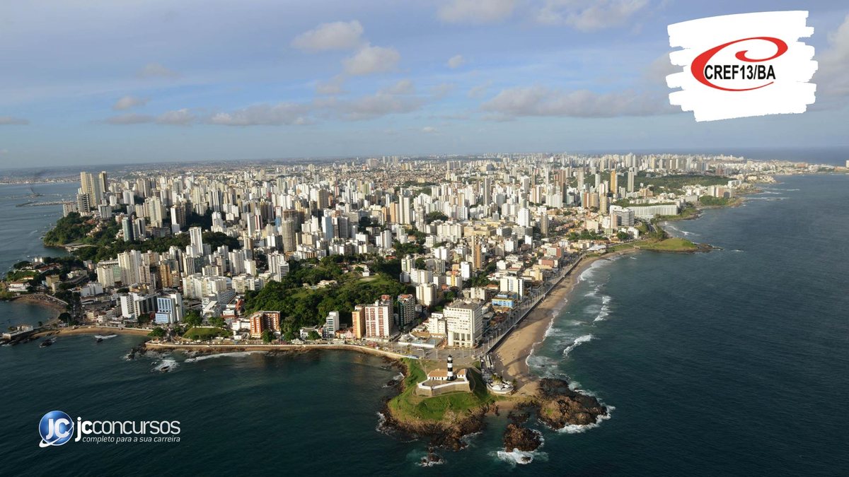 Concurso do Cref BA: vista aérea de Salvador, onde fica a sede do órgão