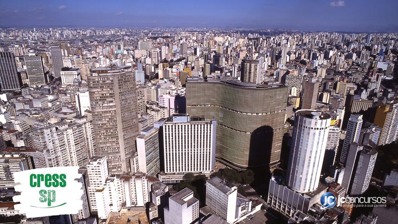 Concurso do Cress SP: vista aérea da capital paulista, onde fica a sede do órgão