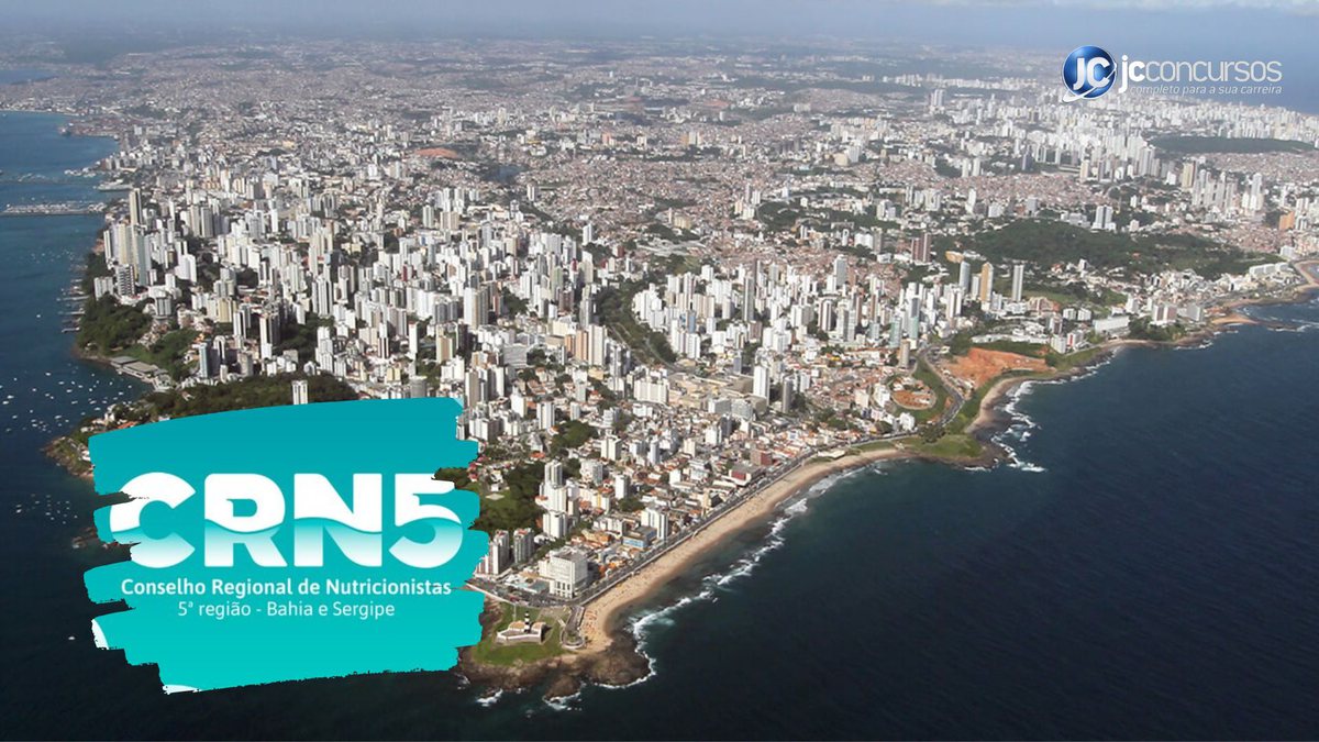Concurso do CRN-5: vista aérea de Salvador, onde fica a sede do órgão
