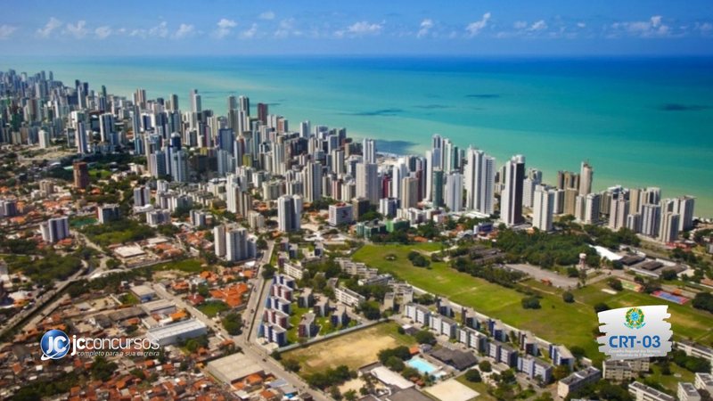 Processo seletivo do CRT-3: vista aérea de Recife/PE, cidade-sede do Conselho