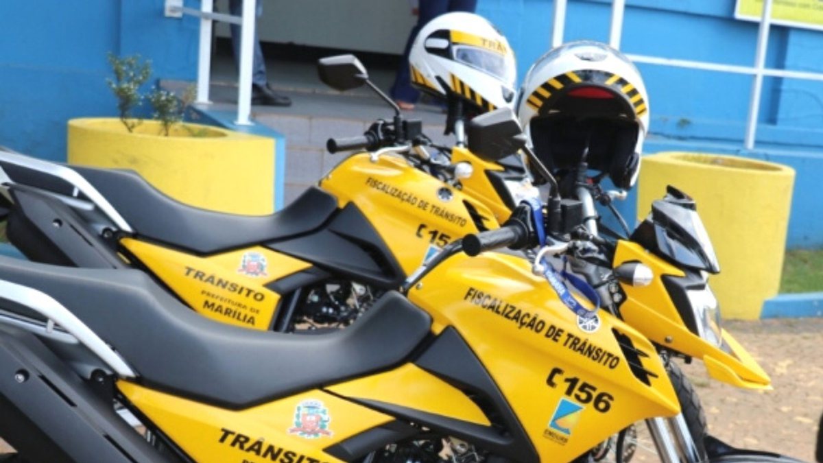 Concurso EMDURB Marília: motos utilizadas na fiscalização de trânsito