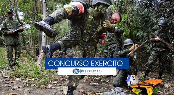 Concurso Exército - militares durante exercício de atendimento médico - Divulgação