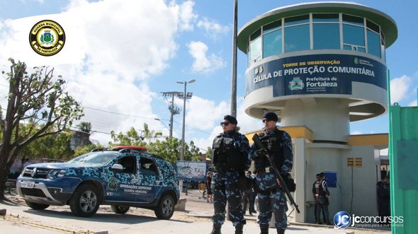 Concurso da Guarda Municipal de Fortaleza: agentes da corporação durante patrulhamento - Divulgação