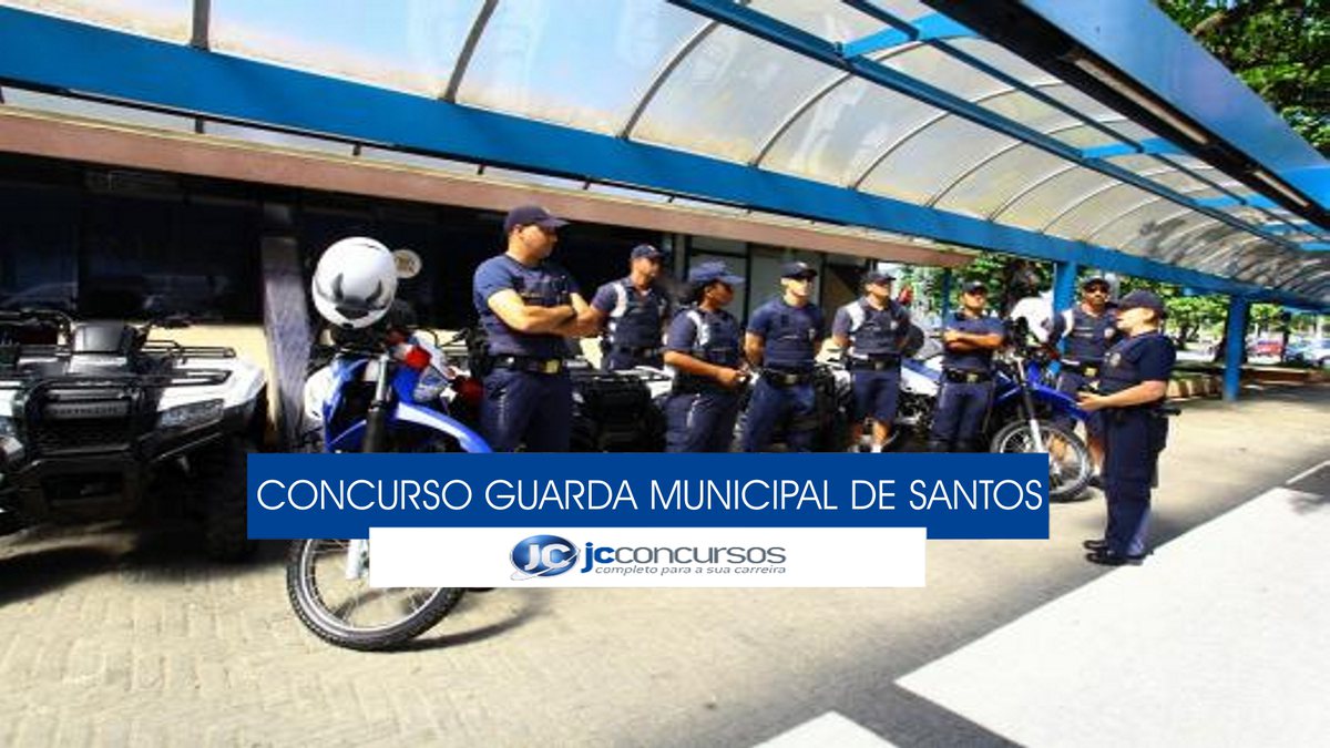 Concurso para guarda municipal de Santos - agentes da corporação perfilados