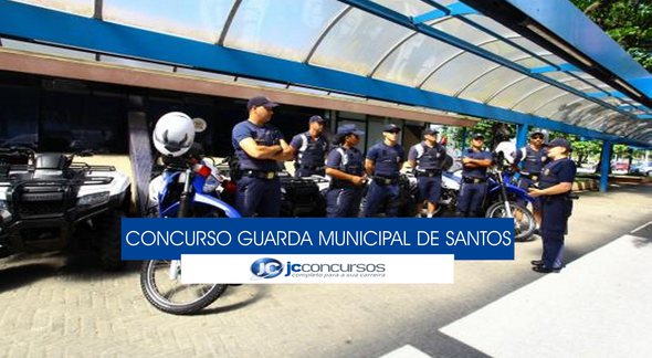 Concurso para guarda municipal de Santos - agentes da corporação perfilados - Divulgação