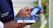 Concurso IBGE - pessoa segurando aparelho de recenseamento - Divulgação