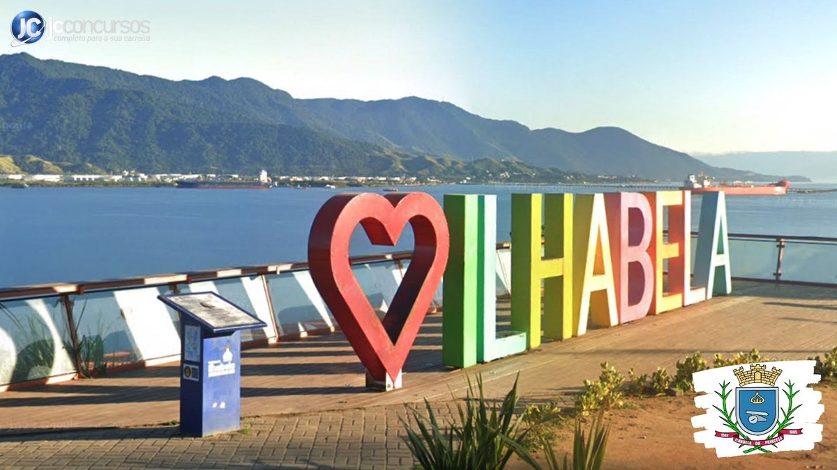 Concurso IlhabelaPrev SP: letreiro turístico da cidade de Ilhabela