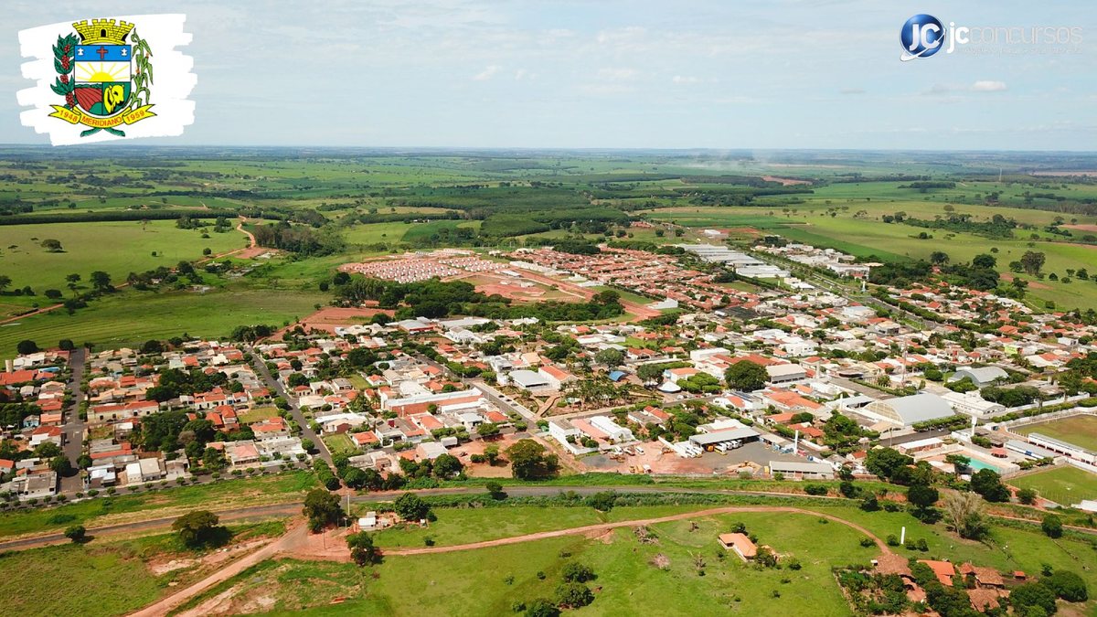 Concurso da Câmara de Meridiano SP: vista aérea do município