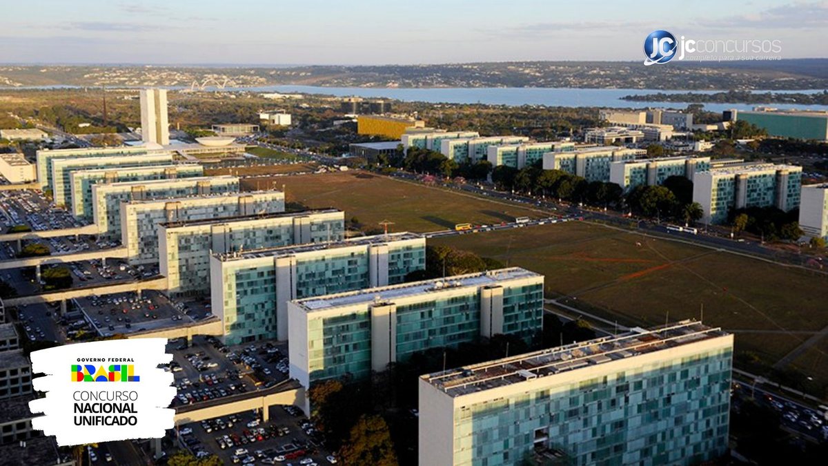 Concurso Nacional Unificado: vista panorâmica da Esplanada dos Ministérios, em Brasília (DF)