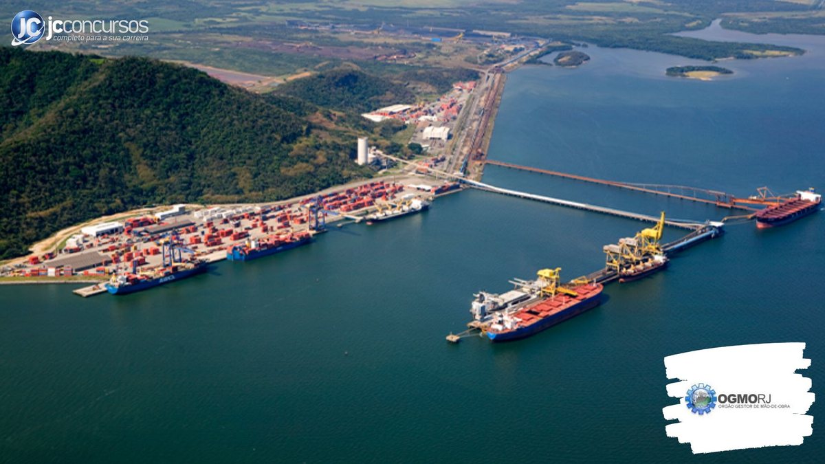 Processo seletivo do OGMO RJ: vista aérea do Porto de Itaguaí/RJ