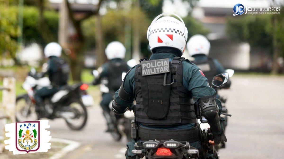 Concurso da PM PA: policiais militares conduzindo motos