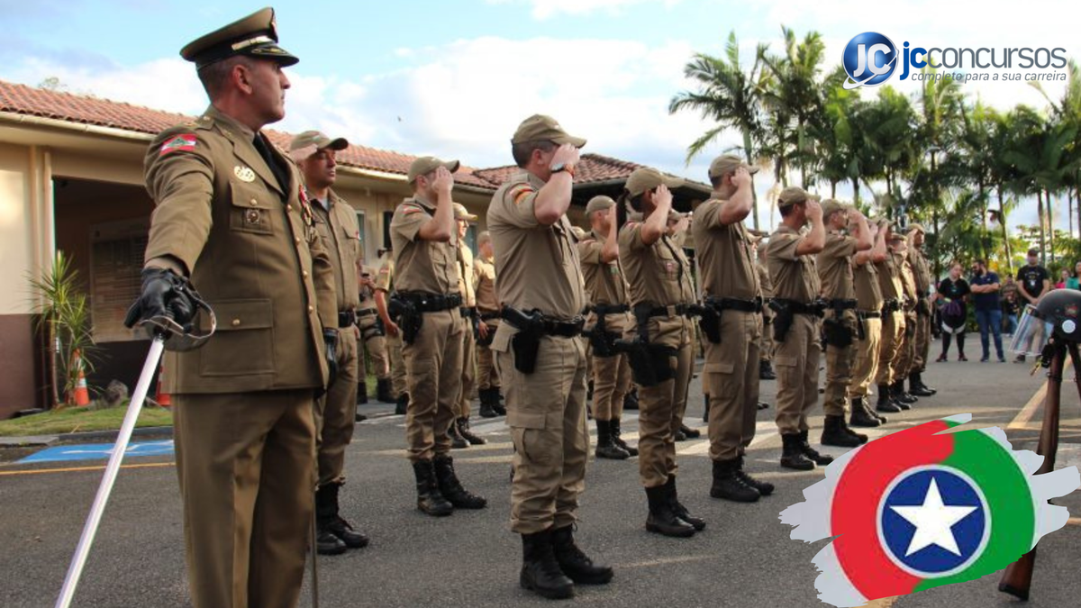 Concurso PM SC: Soldados da Polícia Militar de Santa Catarina em forma