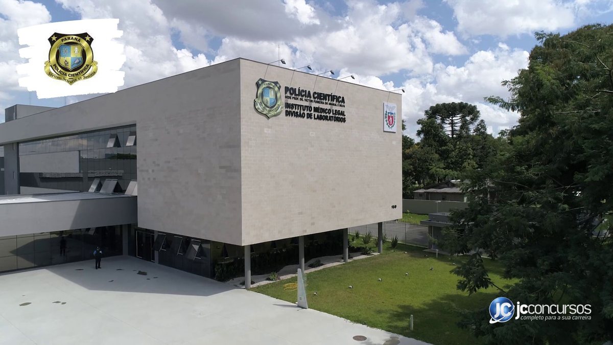 Concurso da Polícia Científica do Paraná: edifício-sede da corporação, em Curitiba