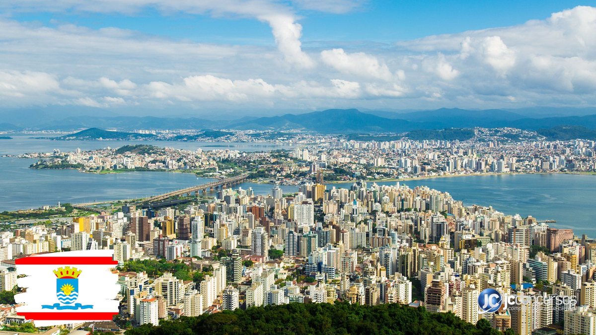 Concurso da Prefeitura de Florianópolis: vista aérea do município
