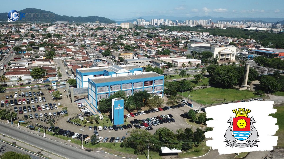 Processo seletivo da SMS de Guarujá SP: vista aérea do município