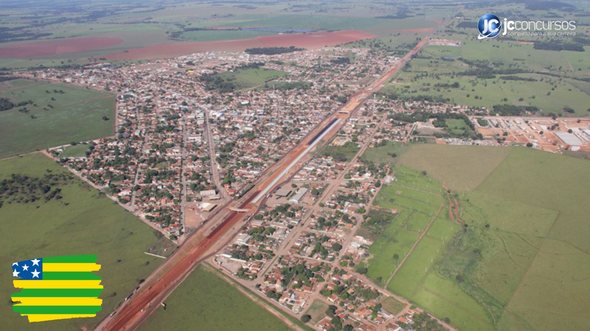 Concurso da Prefeitura de Indiara GO: vista aérea da cidade - Divulgação