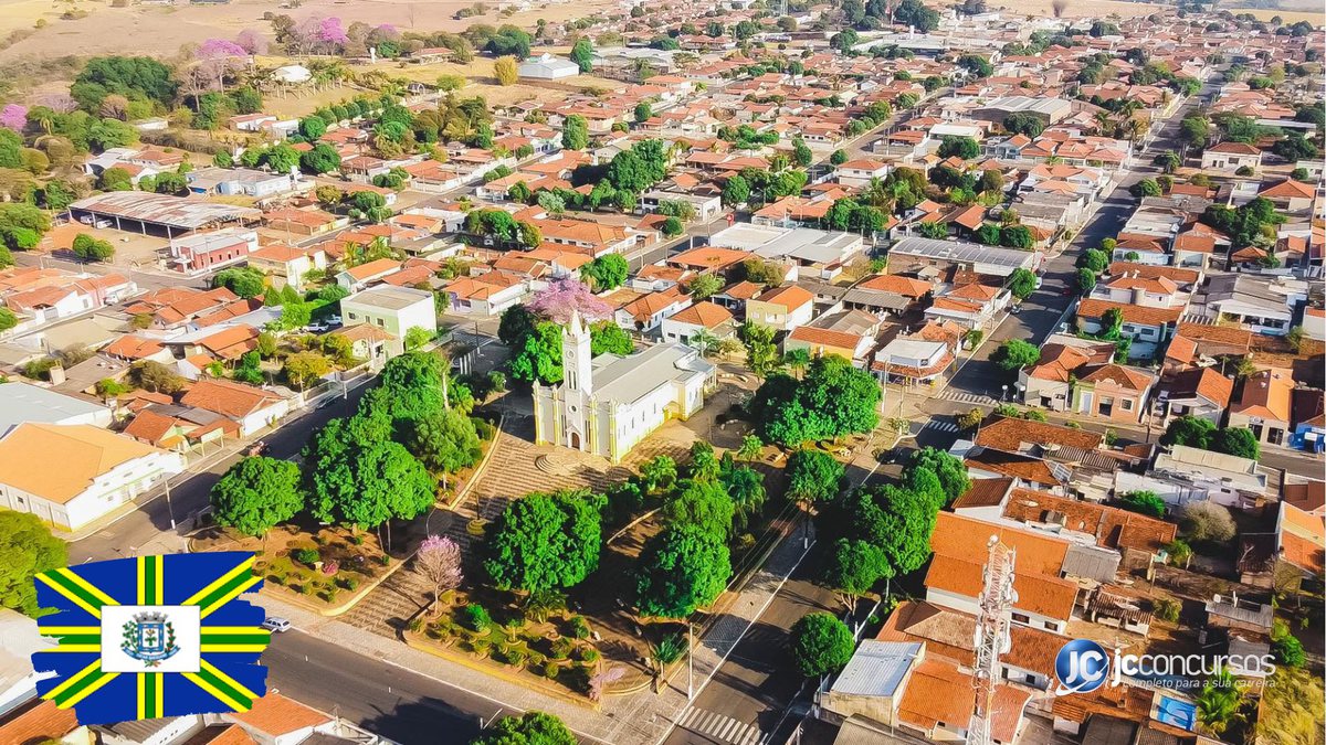 Concurso da Prefeitura de Oscar Bressane: vista aérea do município