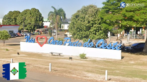 Concurso da Prefeitura de Ouro Preto do Oeste RO: letreiro turístico da cidade - Google Street View