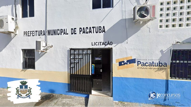 Concurso da Prefeitura de Pacatuba: fachada do edifício-sede do Executivo