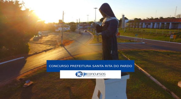 Concurso Prefeitura de Santa Rita do Pardo - imagem de santa na entrada do município - Divulgação
