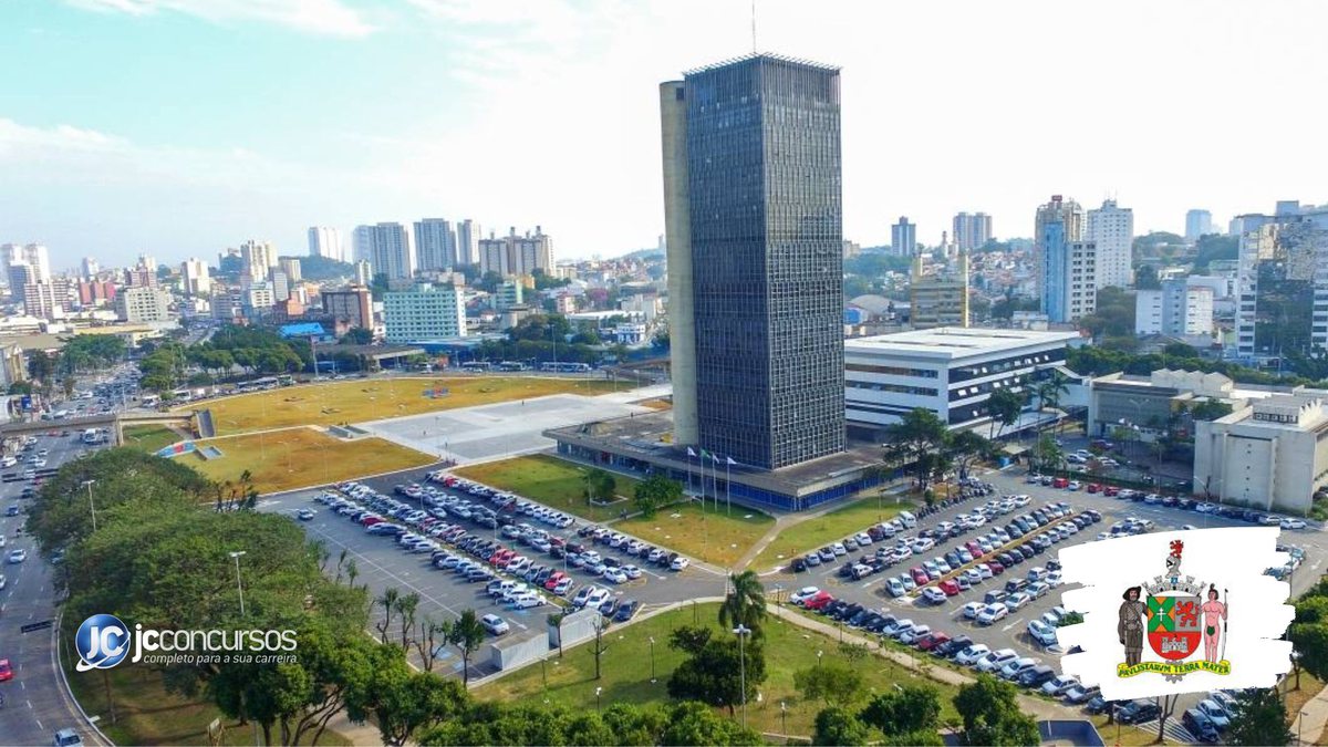 Concurso da Prefeitura de São Bernardo do Campo SP: vista aérea do prédio do Executivo