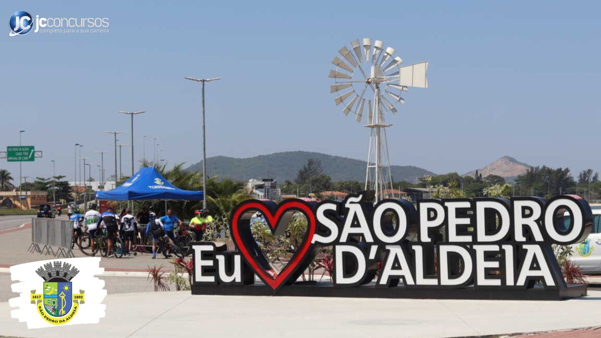 Concurso da Prefeitura de São Pedro da Aldeia RJ: letreiro gigante na orla da cidade