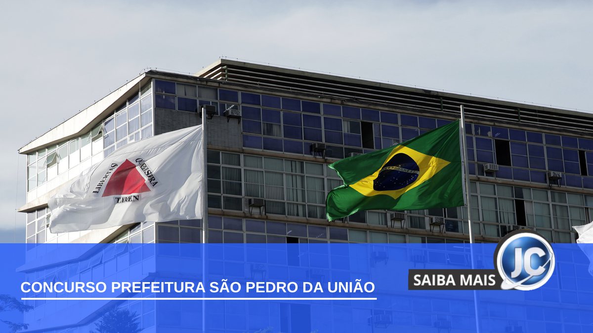 Concurso Prefeitura de São Pedro da União: bandeiras de Minas Gerais e do Brasil