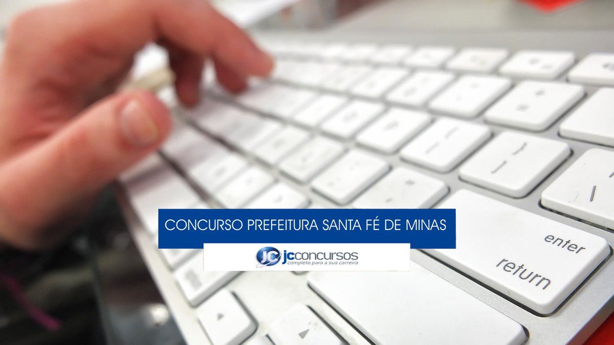 Concurso Prefeitura de Santa Fé de Minas -  mão posicionada sobre teclado
