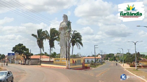 Concurso da Prefeitura de Turilândia MA: estátua de Santa Luzia, padroeira da cidade - Google Street View