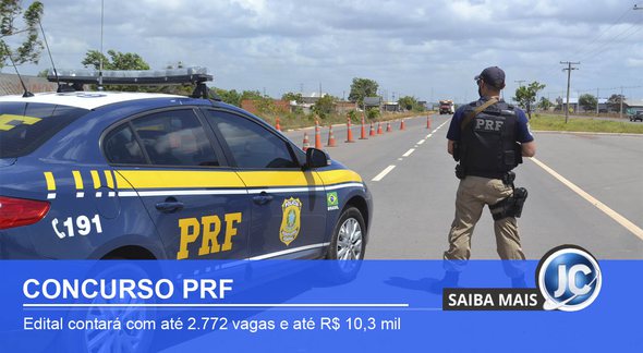 Concurso PRF: policial rodoviário e viatura - Divulgação