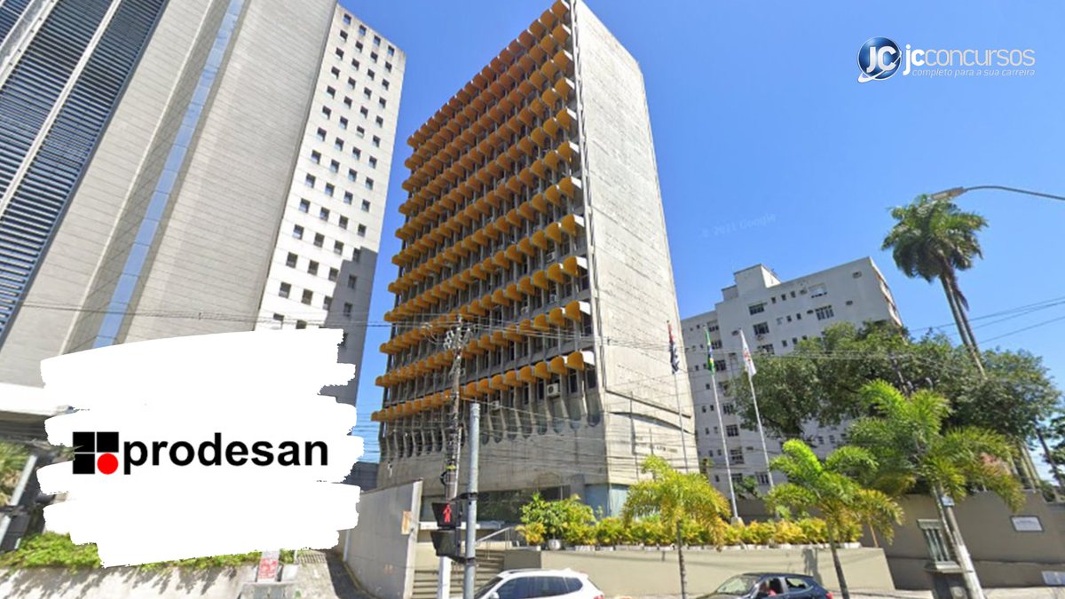 Processo seletivo da Prodesan SP: prédio sede da empresa Progresso e Desenvolvimento de Santos